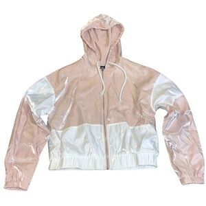 Forever 21 Women’s Lined Jacket Windbreaker Rose Gold & White SMALL